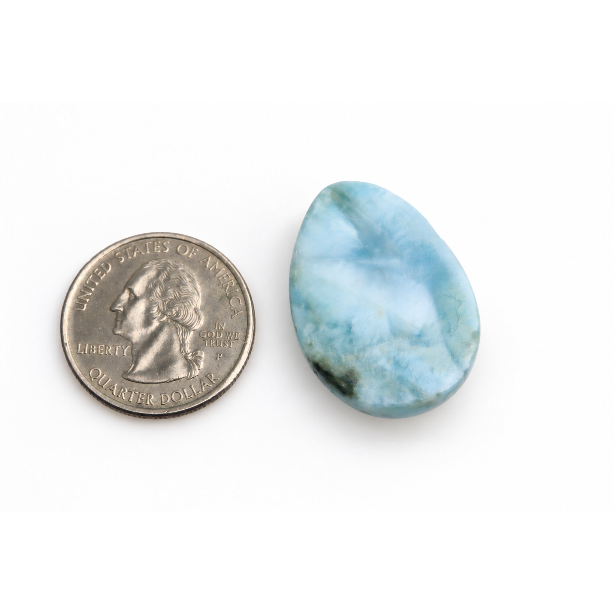 Authentic light blue Dominican Larimar cabochon 30mm – photo 5