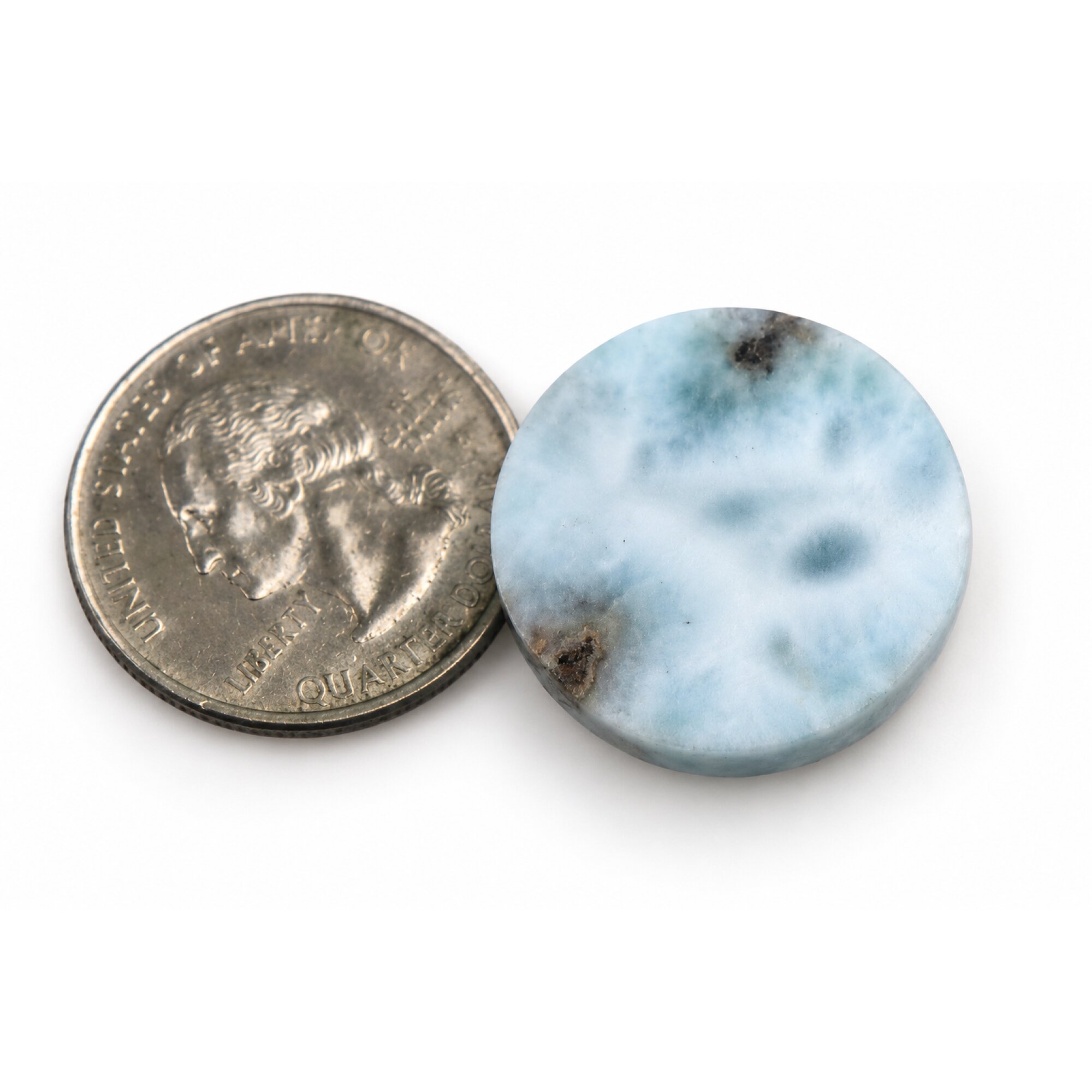 Authentic light sea blue Dominican Larimar cabochon 23mm – photo 3
