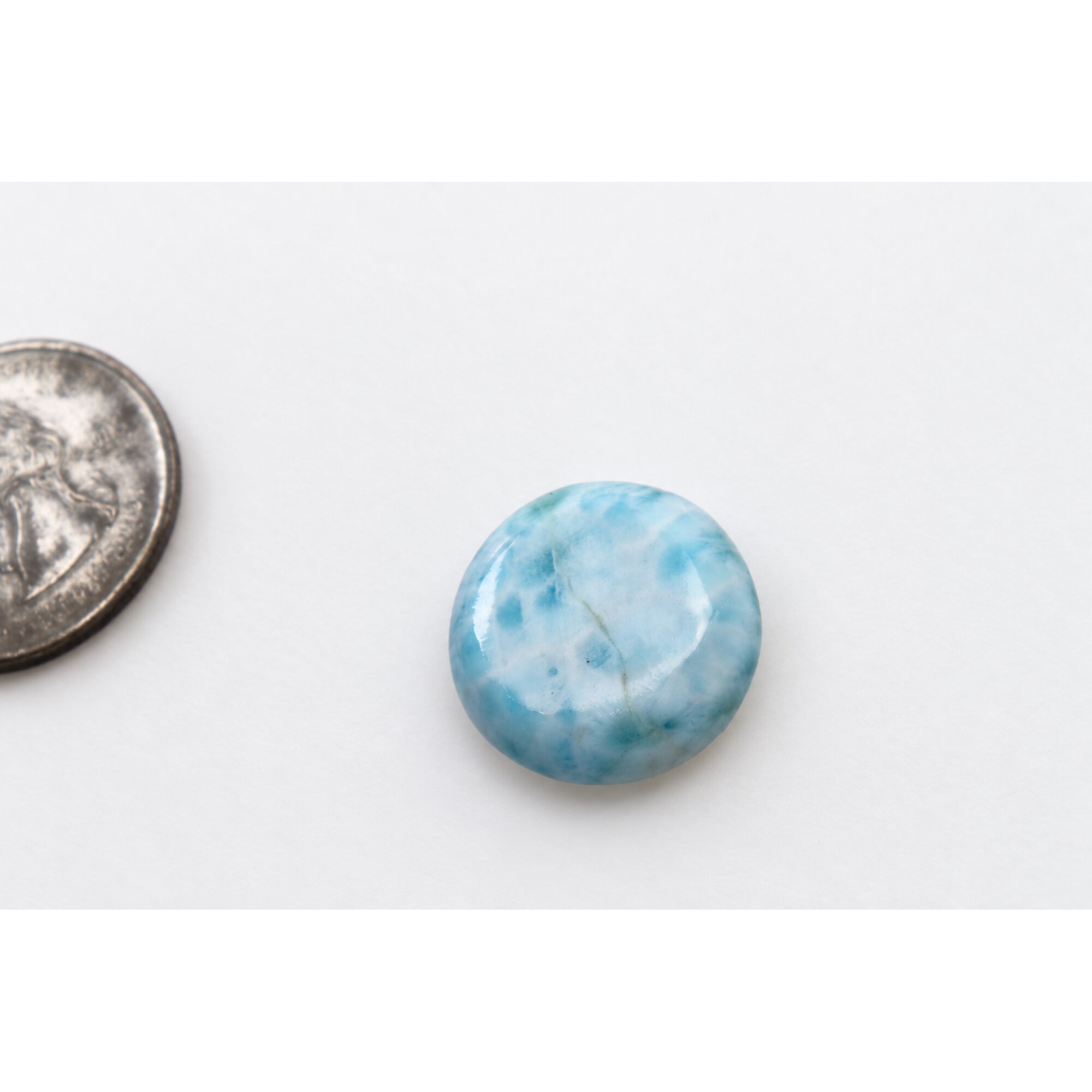 Genuine sea blue Dominican Larimar cabochon 18.5mm – photo 2