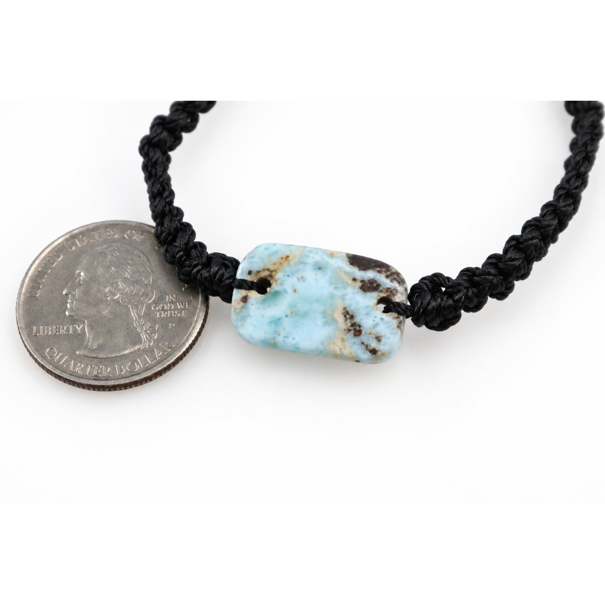 Real light blue Dominican Larimar macrame bracelet 22mm – photo 3