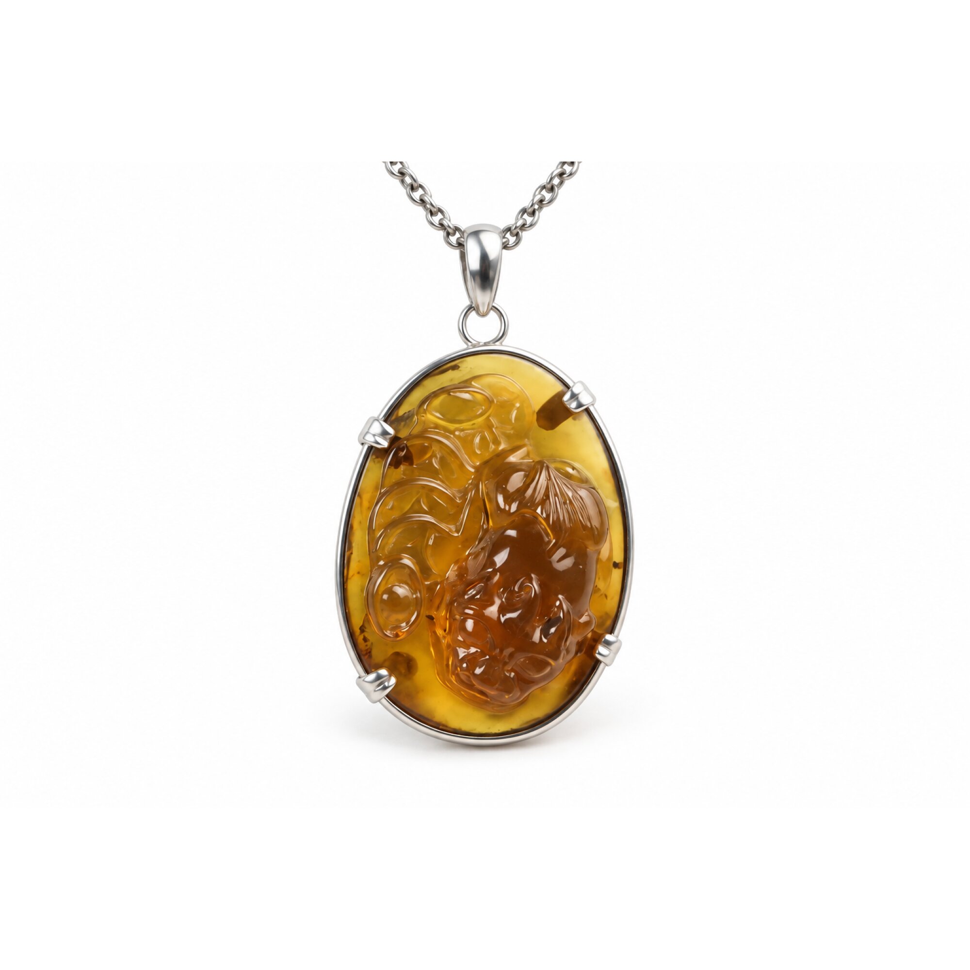Earth mined sky blue Dominican amber sterling silver amber 55mm – photo 7