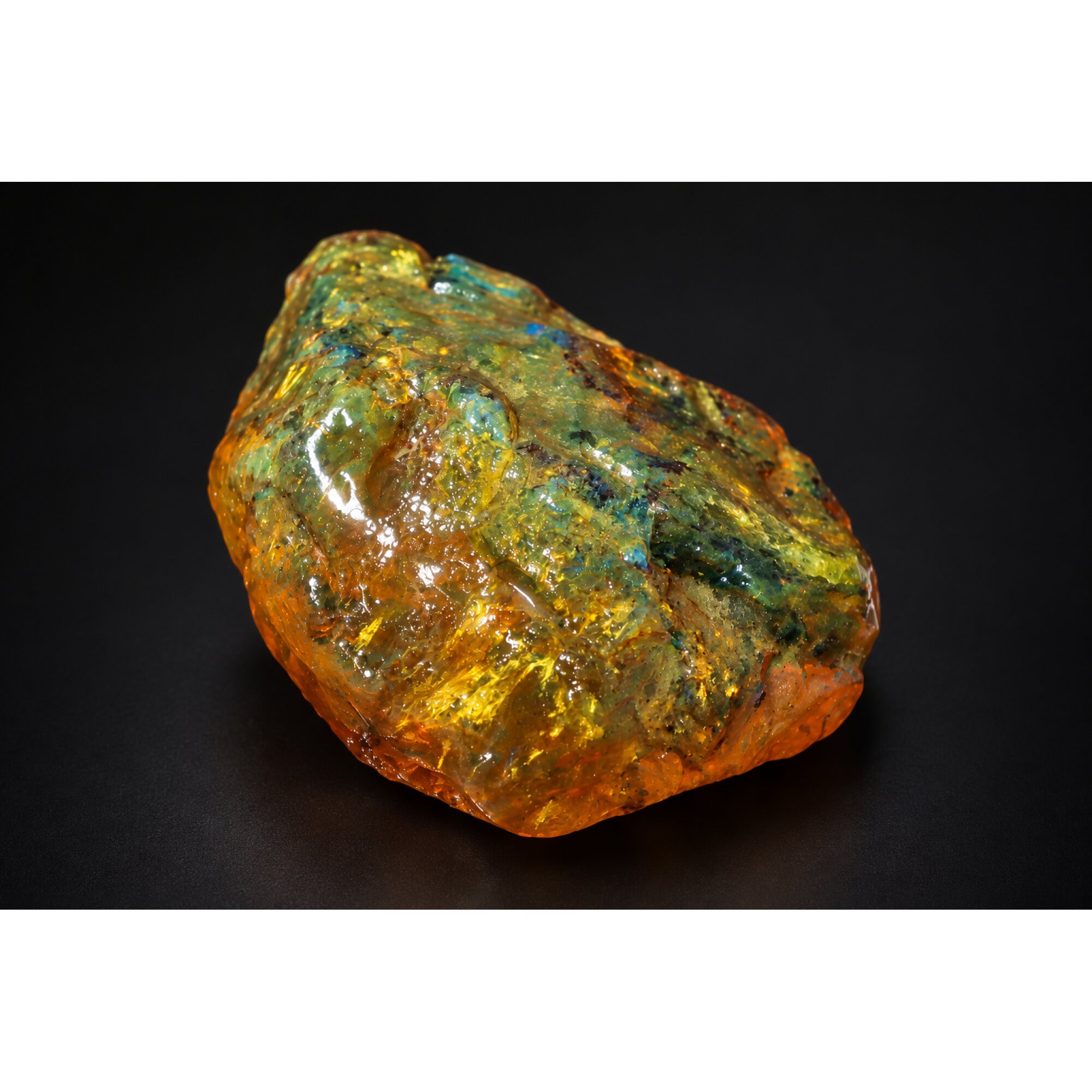 Untreated orange green rough specimen Dominican amber 45.1g – photo 12
