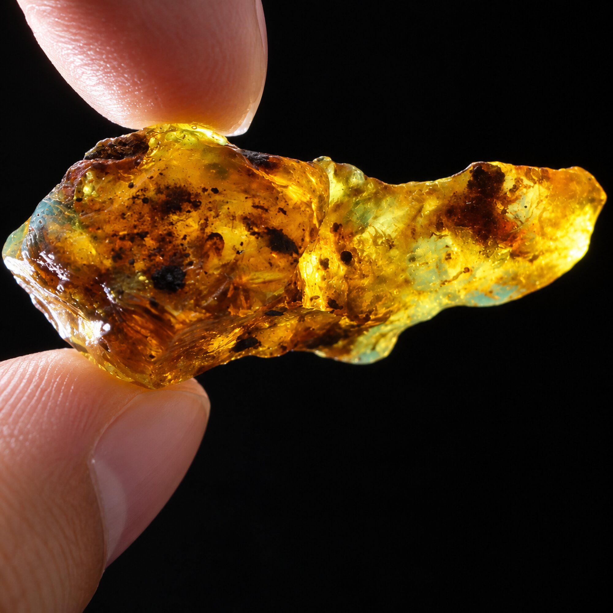 Untreated sky blue rough specimen Dominican amber 7.5g – photo 11