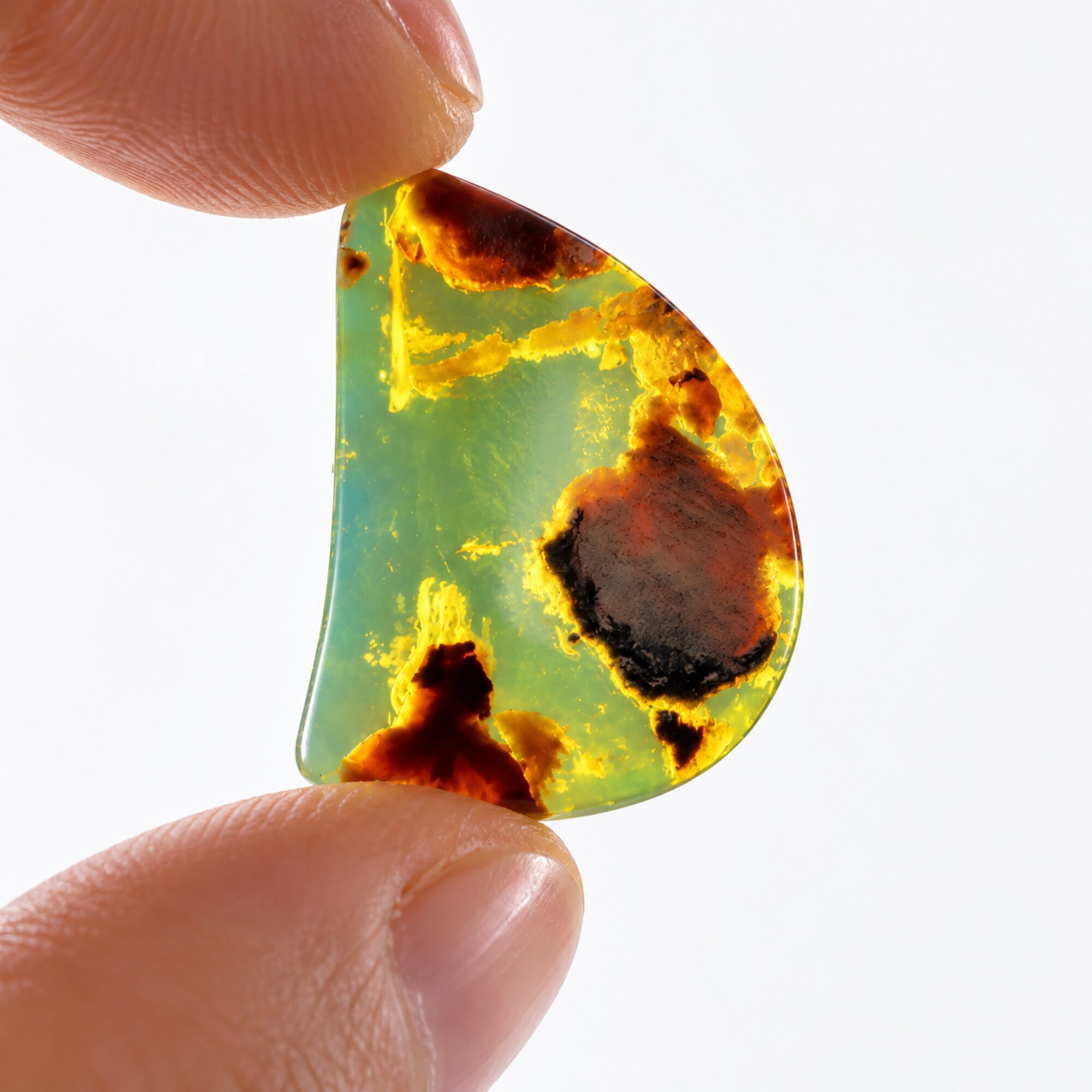 Handmade blue yellow polished Dominican amber 1.3g – photo 4