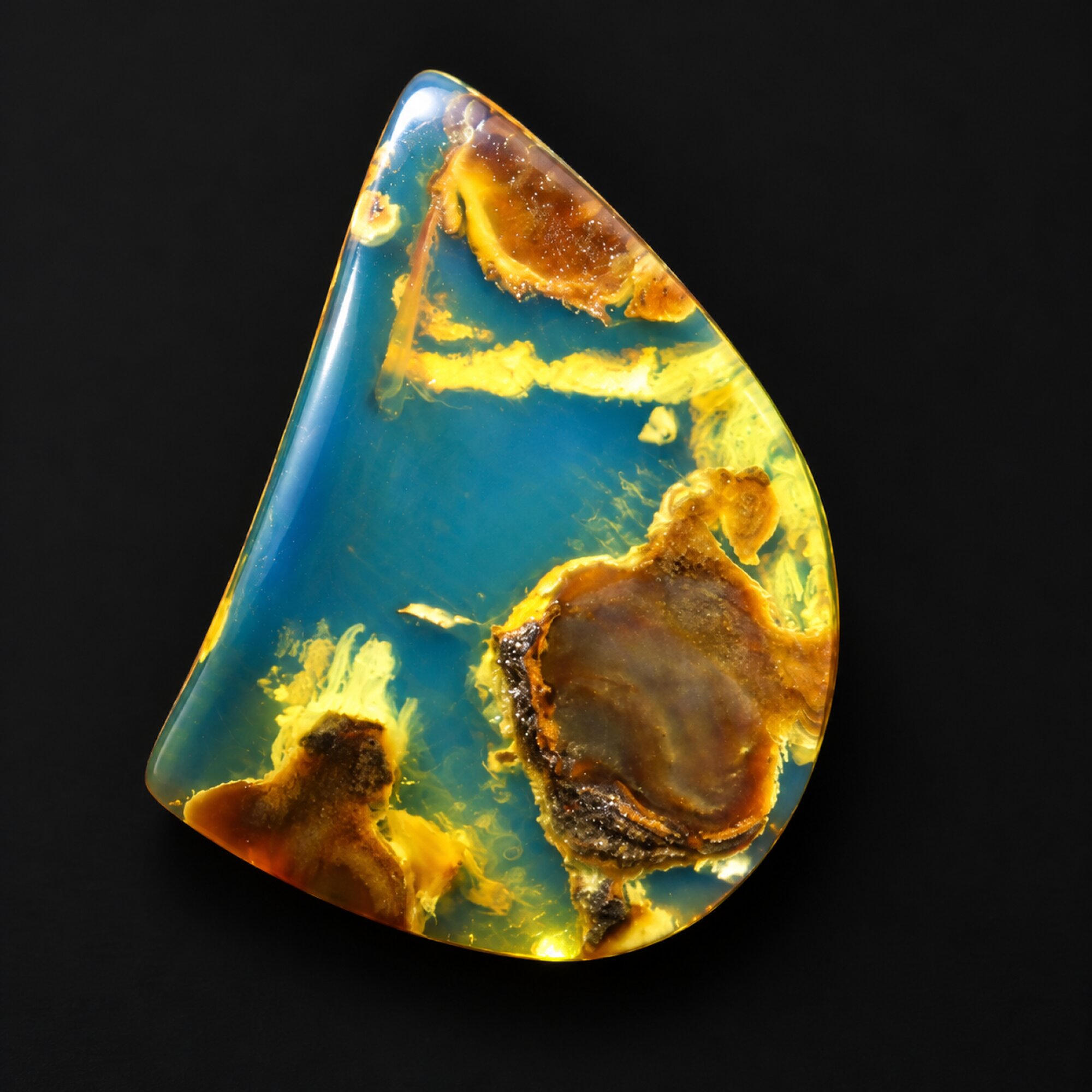 Handmade blue yellow polished Dominican amber 1.3g – photo 5