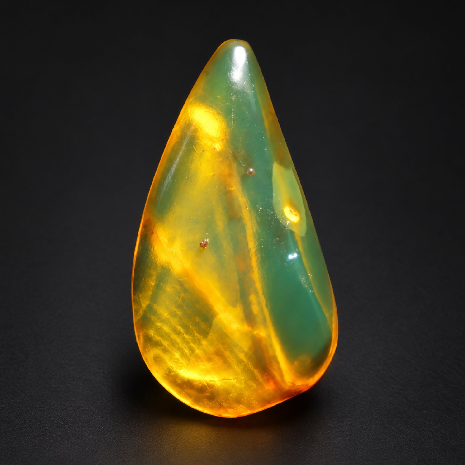 Natural orange green polished Dominican amber