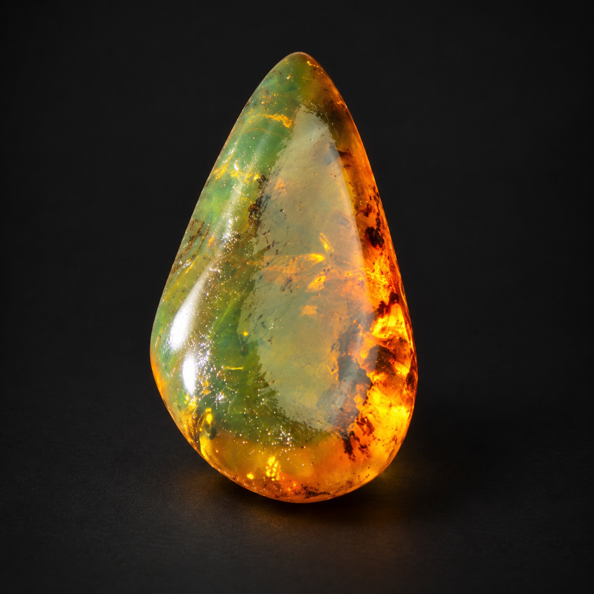 Natural orange green polished Dominican amber – photo 4