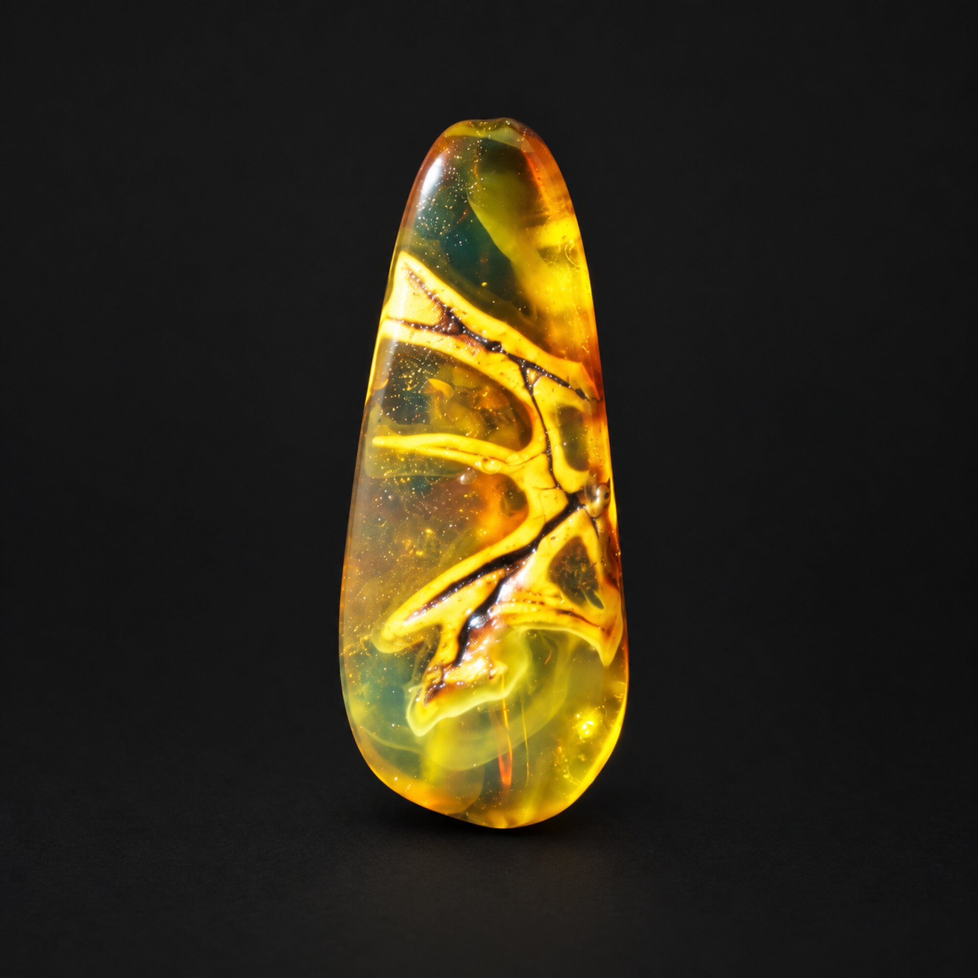 Natural yellow green polished Dominican amber – photo 3
