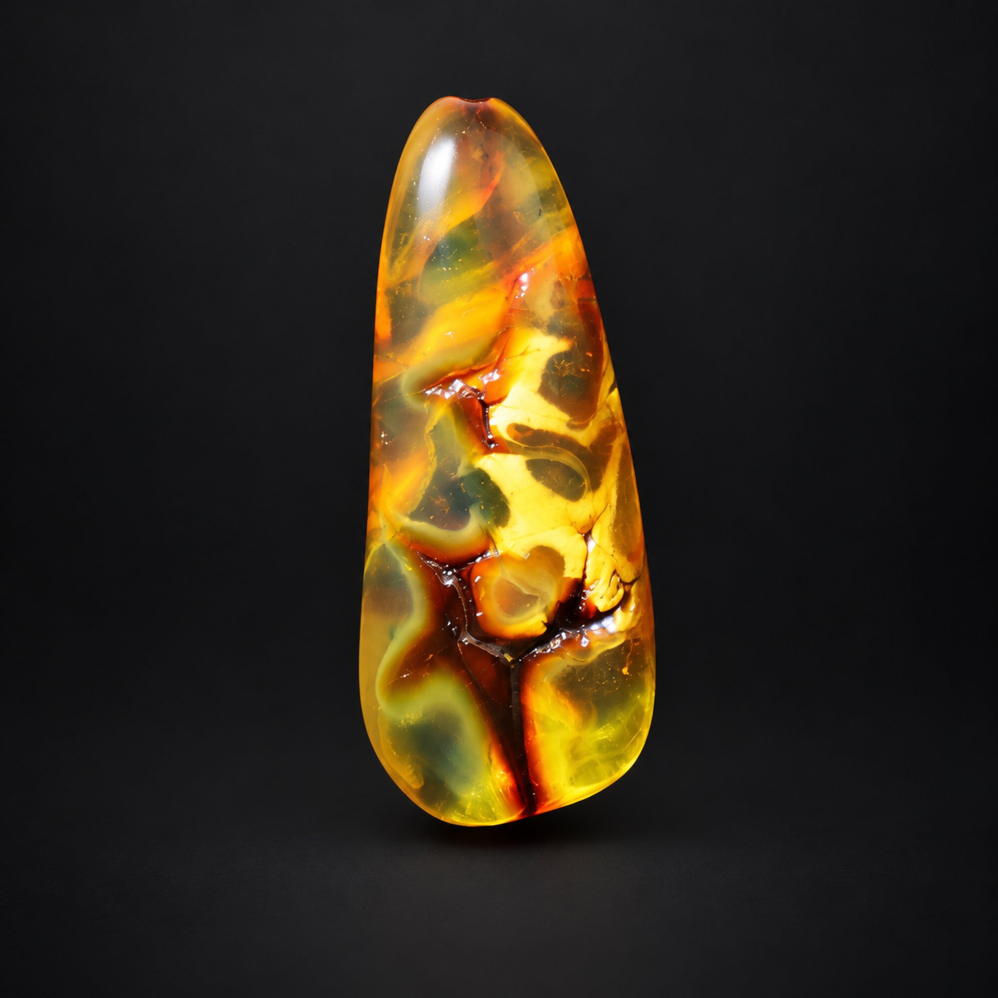 Natural yellow green polished Dominican amber – photo 4