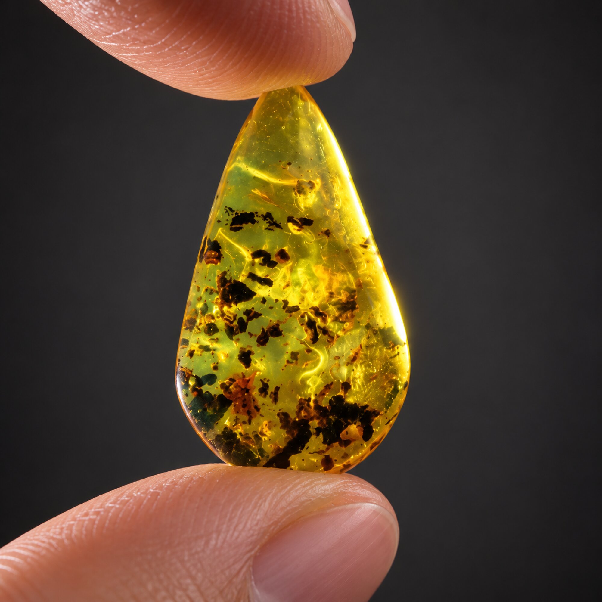 Handcrafted green blue polished Dominican amber – photo 3