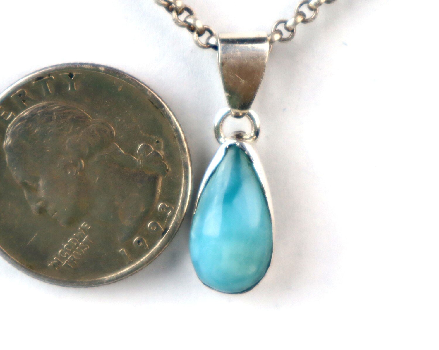 Deep Blue Larimar 925 Sterling Silver Pendant 29mm – photo 5