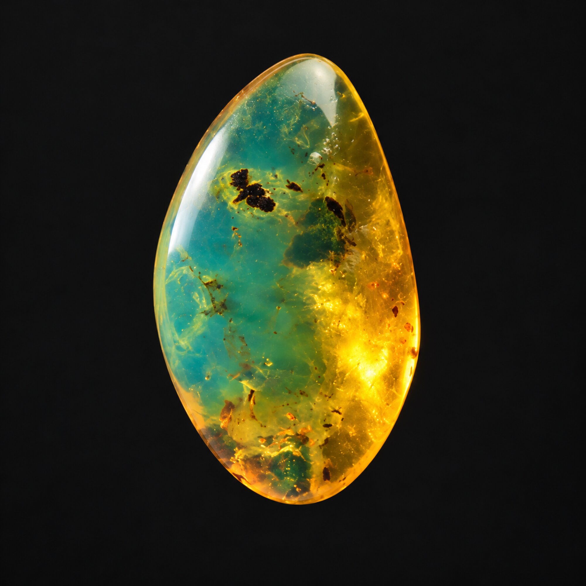 Natural green blue polished Dominican amber – photo 8