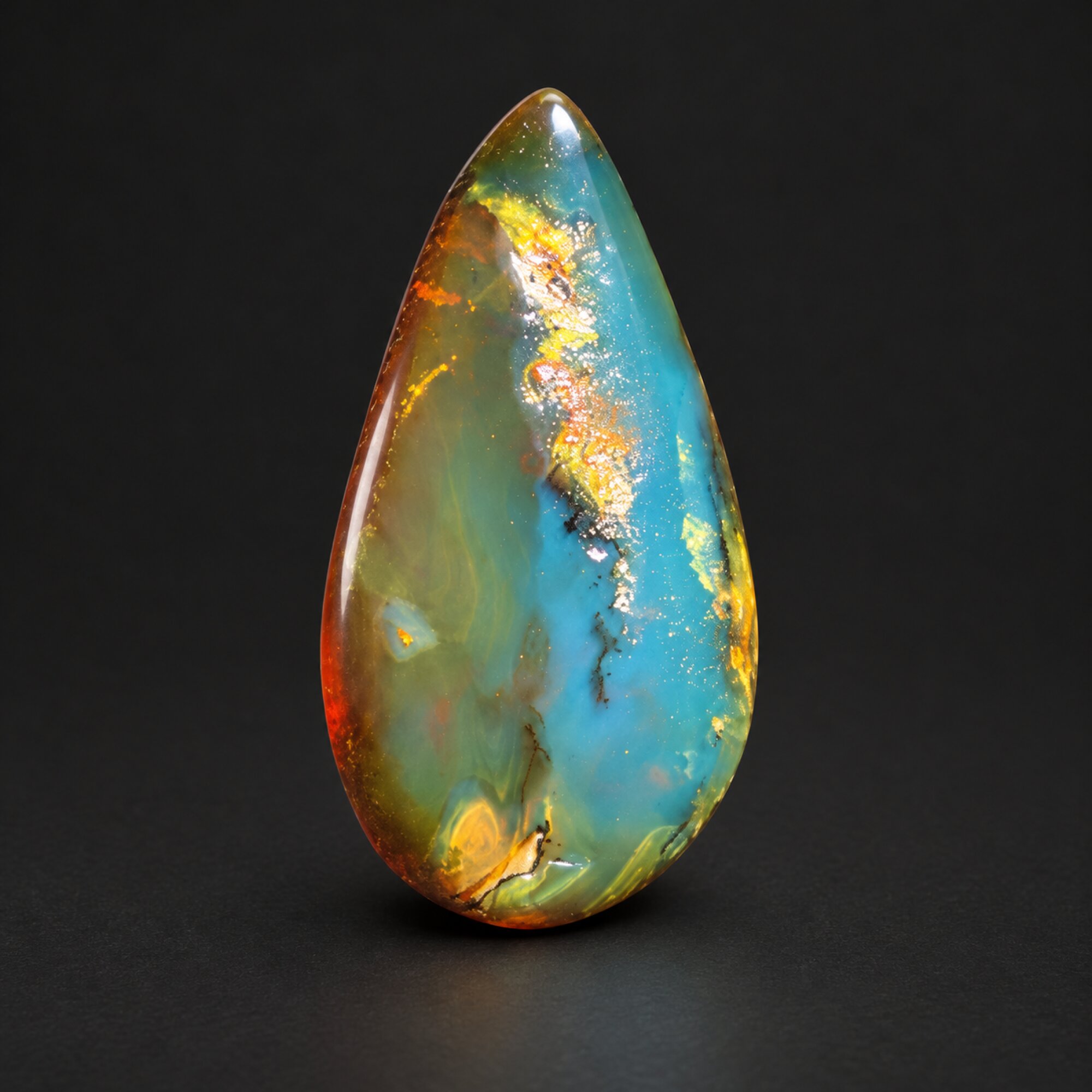 Natural red blue polished Dominican amber