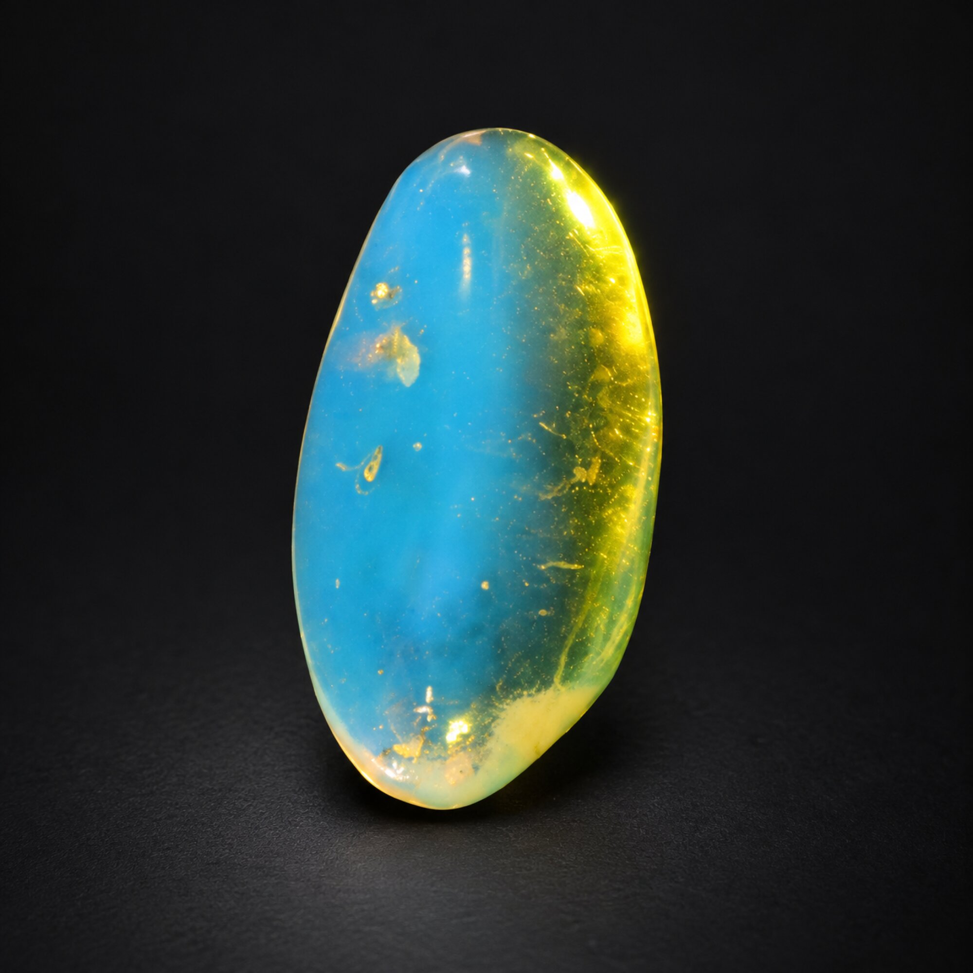 Untreated sky blue Dominican amber cabochon – photo 3
