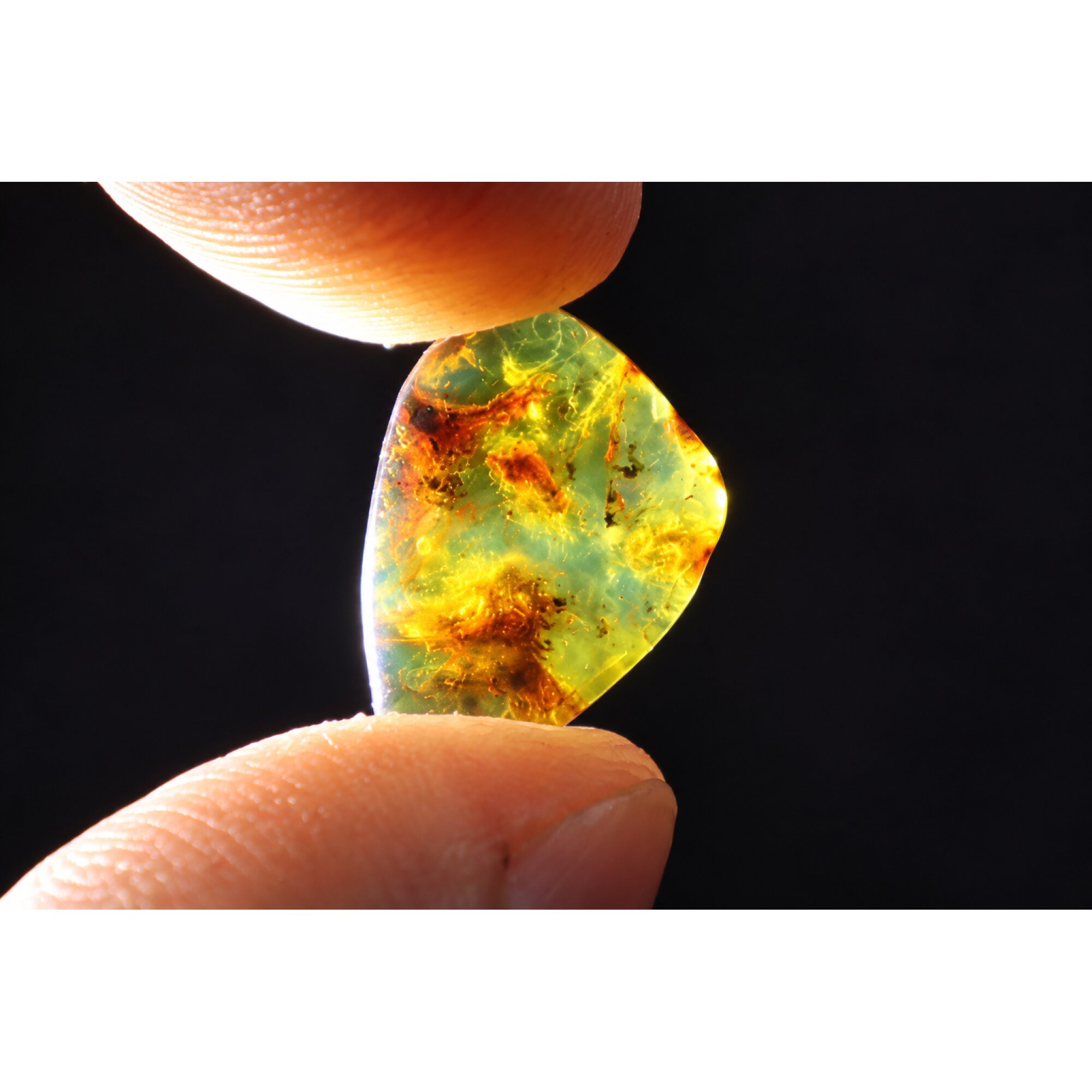 Nature created orange blue Dominican amber cabochon – photo 5