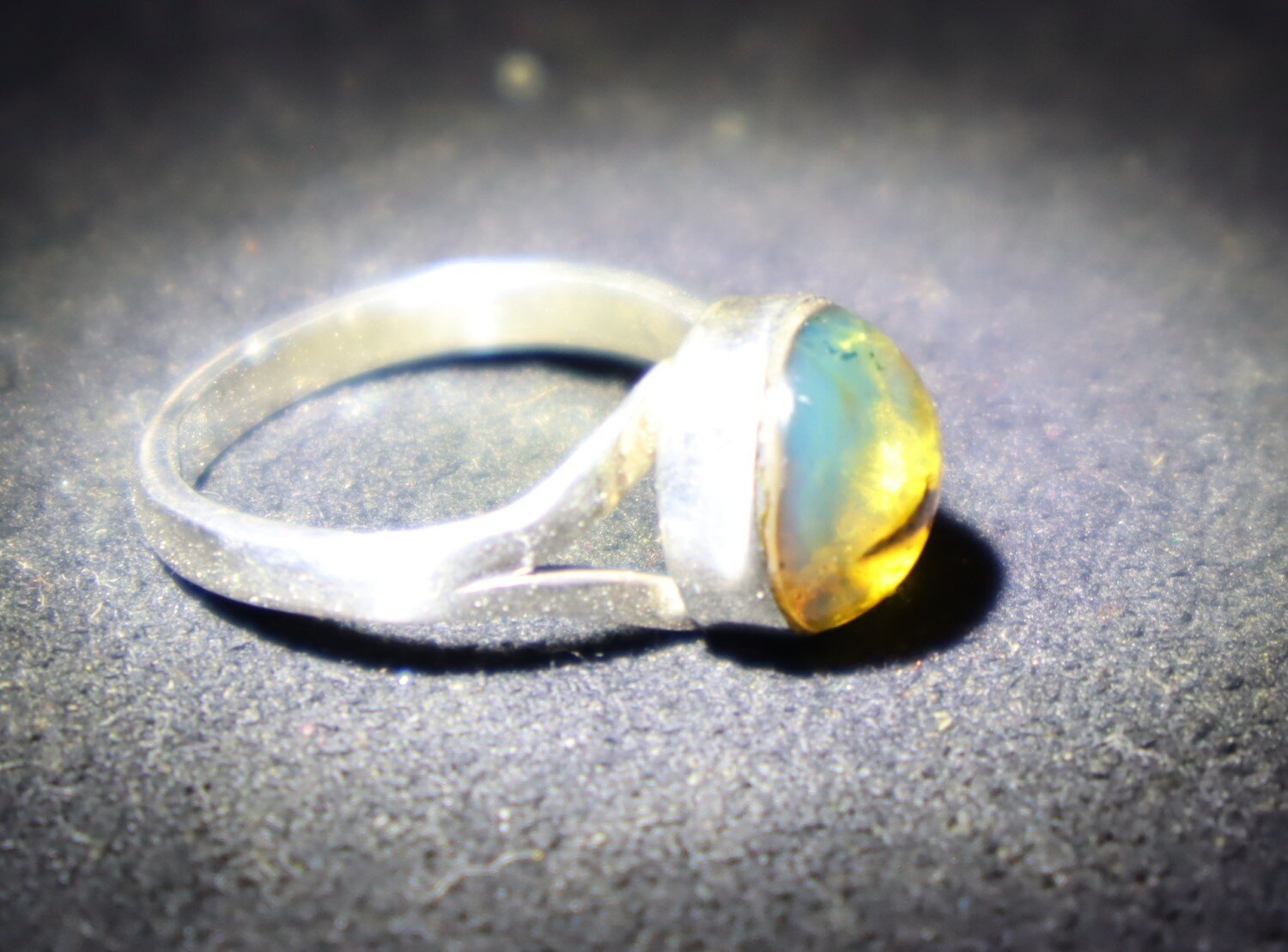 Lovely Natural Clear Light Blue Amber 925 Sterling Silver Ring #5.5 free resize – photo 8