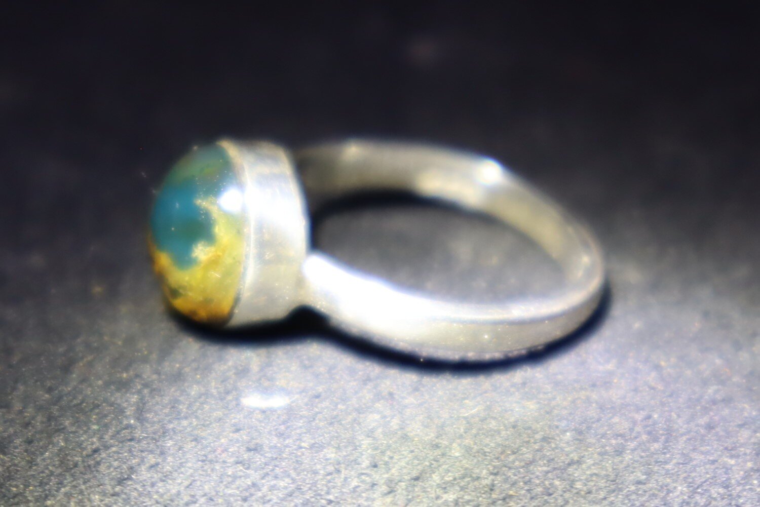 Lovely Natural Clear Light Blue Amber 925 Sterling Silver Ring #5.5 free resize – photo 10