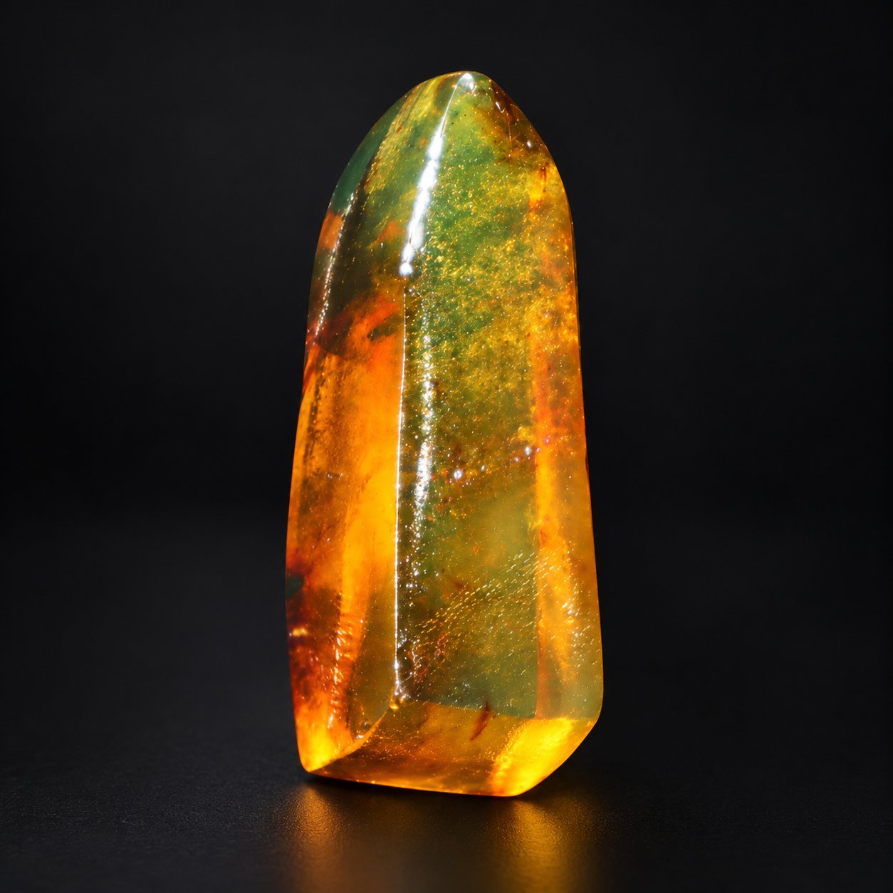 True caribbean orange green polished Dominican amber
