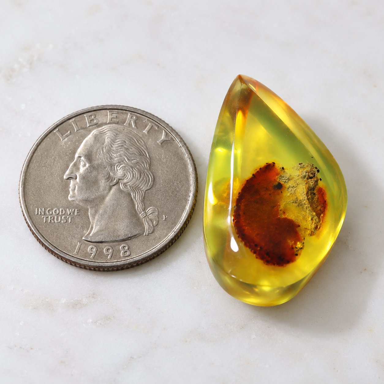 Real orange green polished Dominican amber 31mm – photo 6