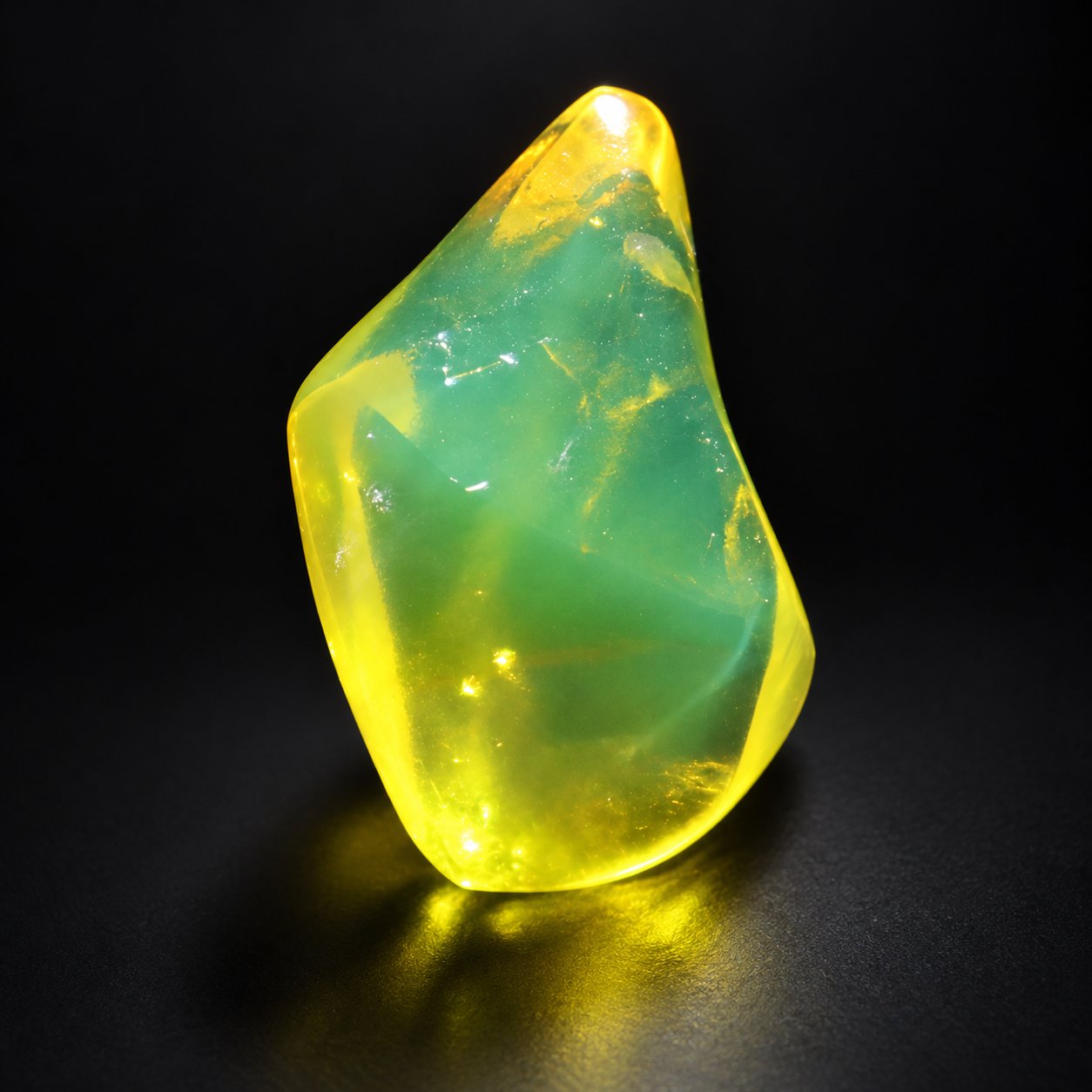 Real olive green polished Dominican amber 35mm – photo 13