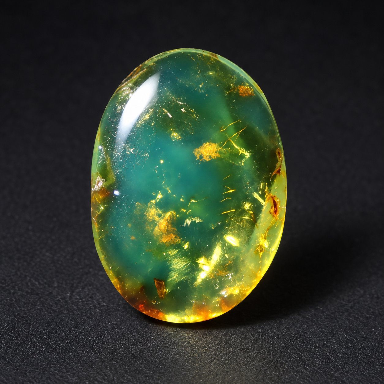Earth mined olive green polished Dominican amber 28mm – photo 5