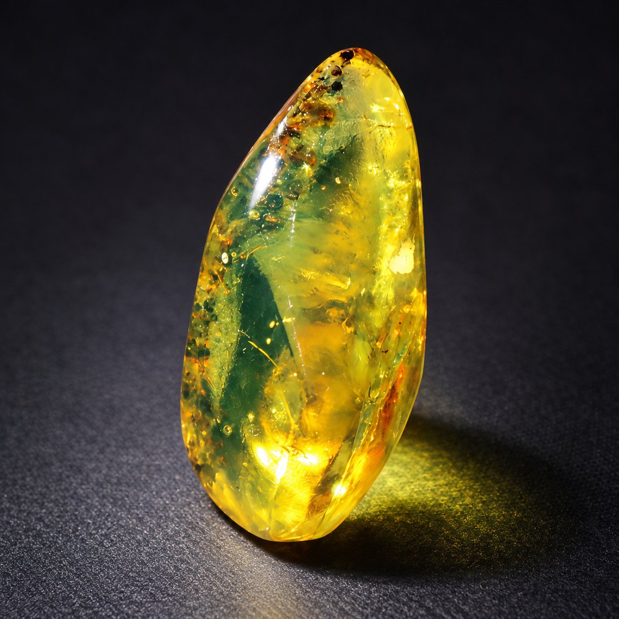 Authentic yellow green polished Dominican amber 35mm – photo 16