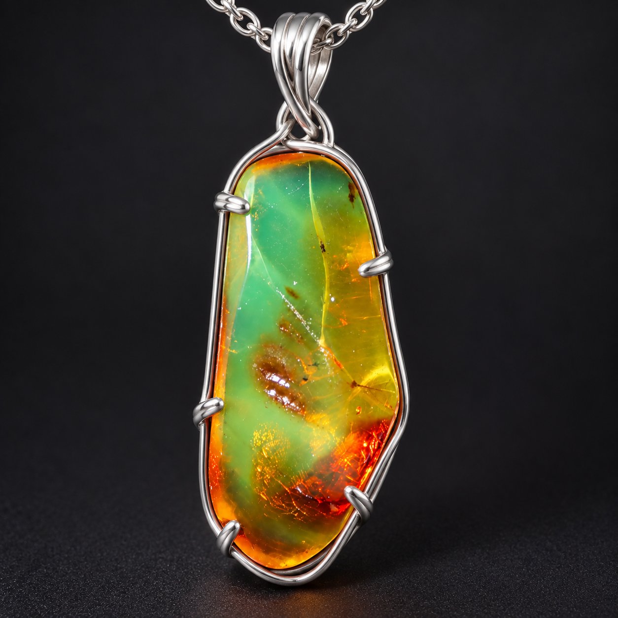 Real dark green polished Dominican amber 35mm – photo 3