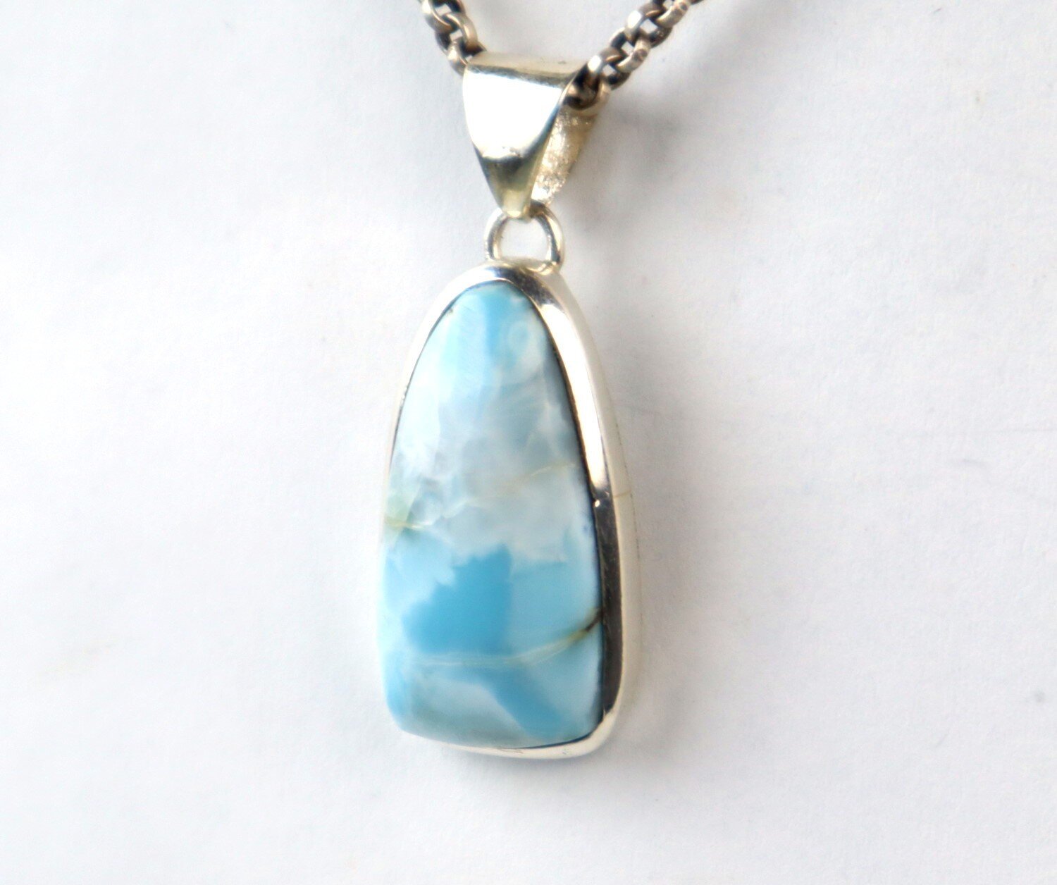 Larimar Blue 925 Sterling Silver Shield Shape Pendant 38mm – photo 7