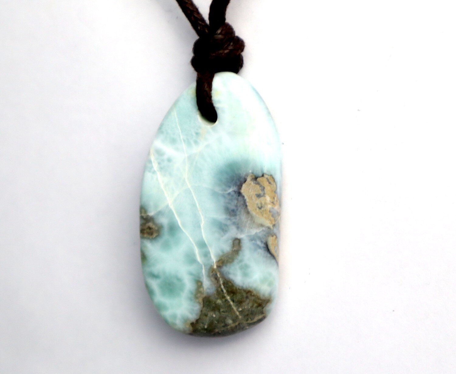 Heavy 130CT Lovely Natural Ocean Blue Larimar Necklace adjustable free cord – photo 3