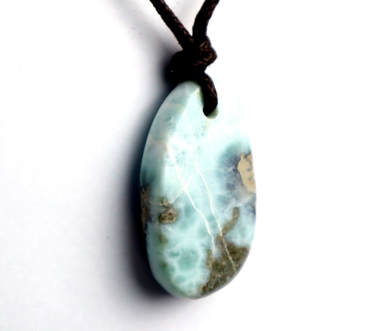 Heavy 130CT Lovely Natural Ocean Blue Larimar Necklace adjustable free cord – photo 6