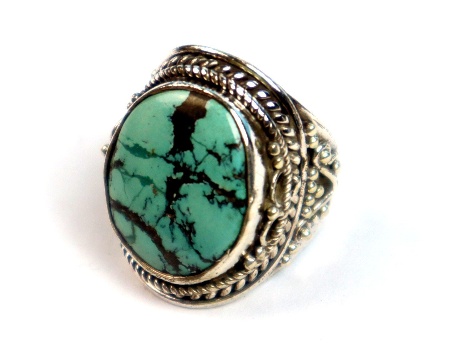 Outstanding Natural Light Green Turquoise .925 Sterling Silver Ring #7.5 – photo 4