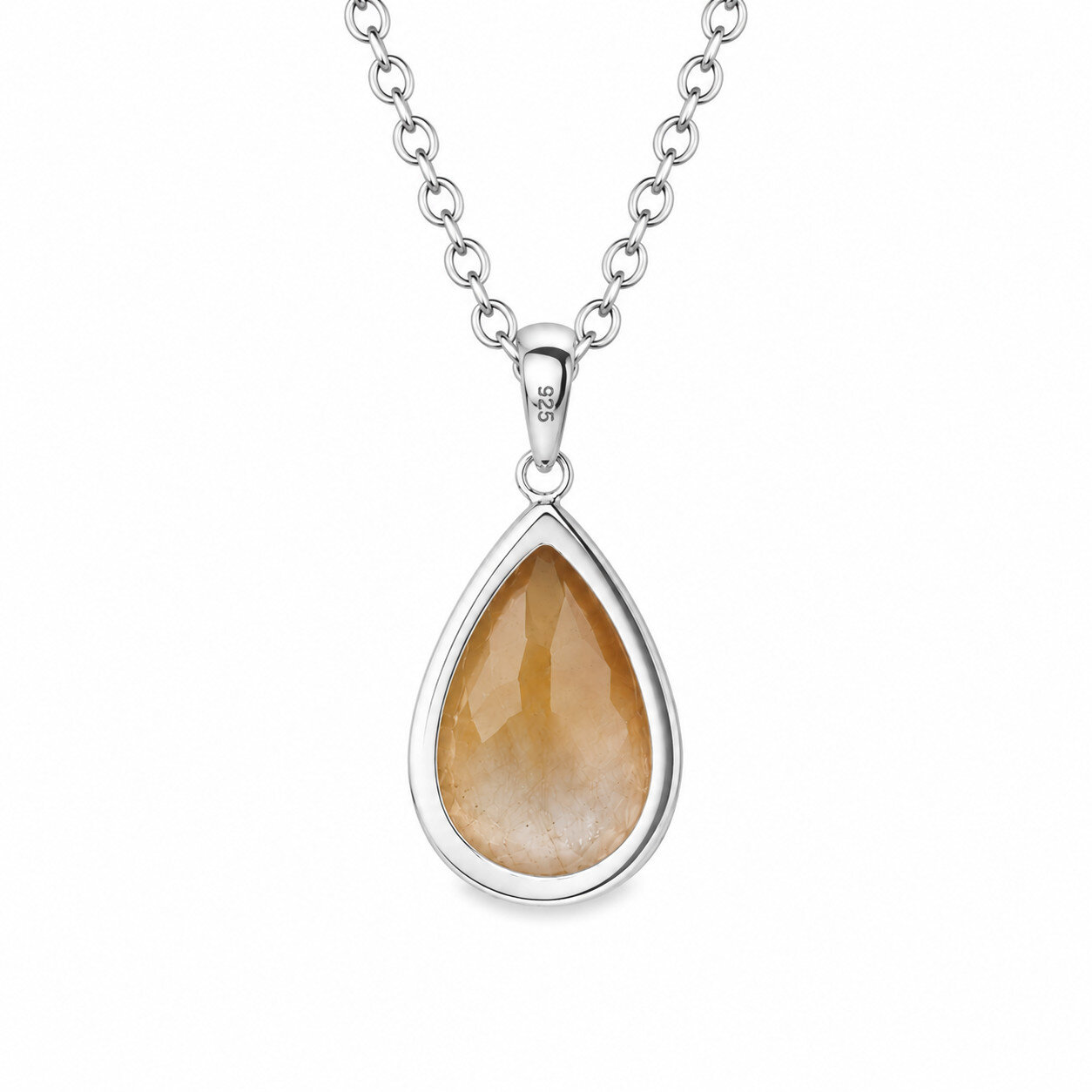 Polished Statement Yellow Quartz 925 Sterling Silver Teardrop Pendant 52mm – photo 4