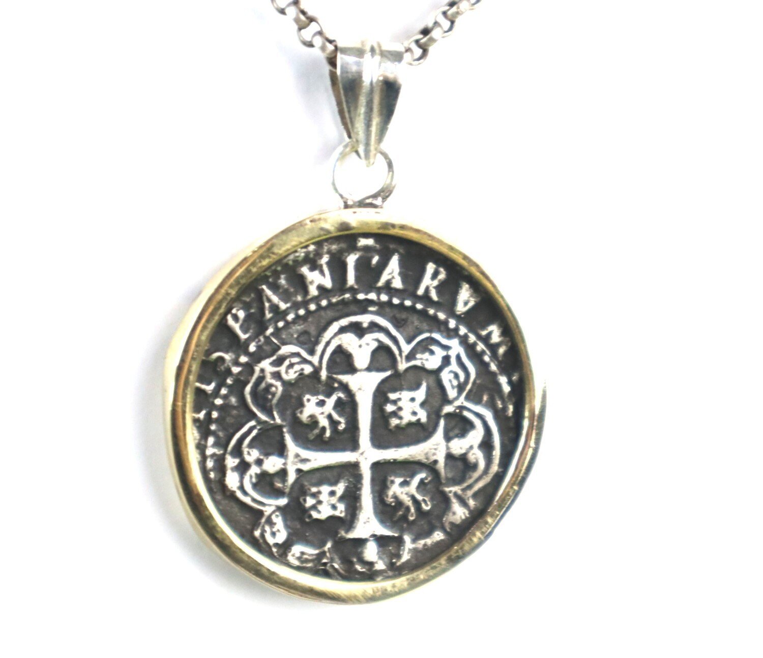 BIGGEST 2" Urca de Lima SPAIN COLONIAL COIN solid STERLING SILVER Pendant 46mm – photo 7