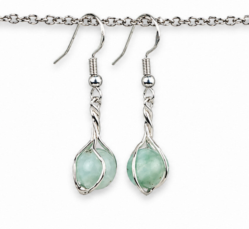 Lovely Natural Light Blue Larimar .925 Sterling Silver Cage Earrings 42.0mm