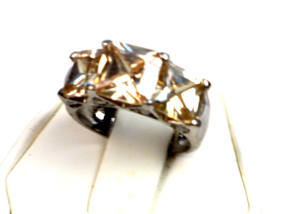 Outstanding Champagne Cubic Zirconia .925 Sterling Silver Ring #6 – photo 6