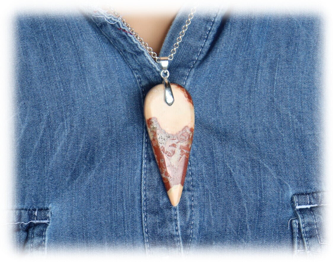 3 Inch Natural Pink Red Jasper Pendant 72mm 17.5grams free cord – photo 3