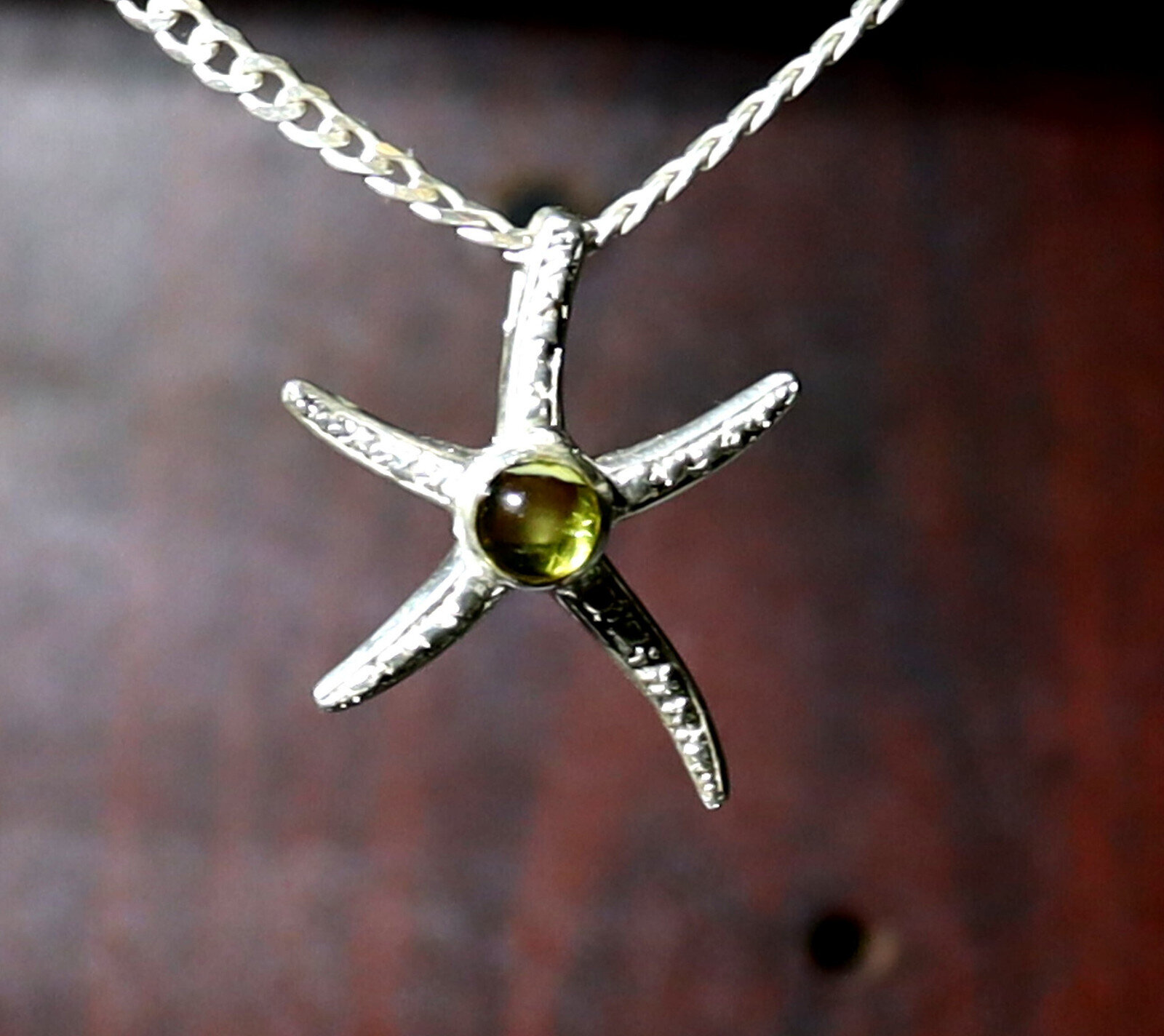 Exquisite Natural Amber .925 Sterling Silver Sea Star Starfish Pendant 1.2inch – photo 3