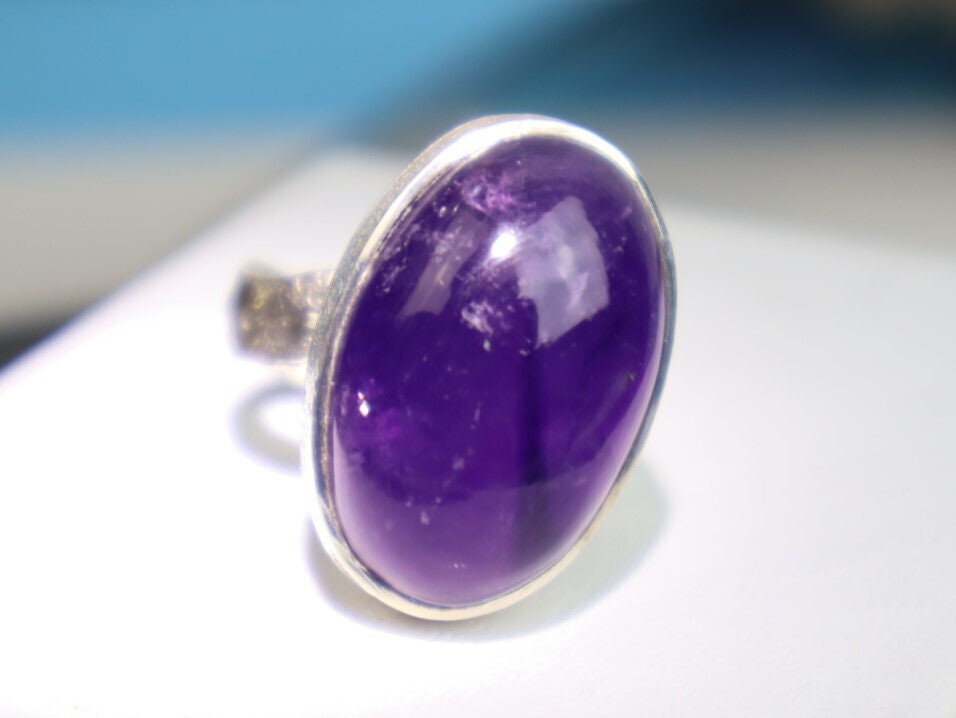 Exquisite Natural Clear Deep Purple Amethyst .925 Sterling Silver Ring #6 – photo 5