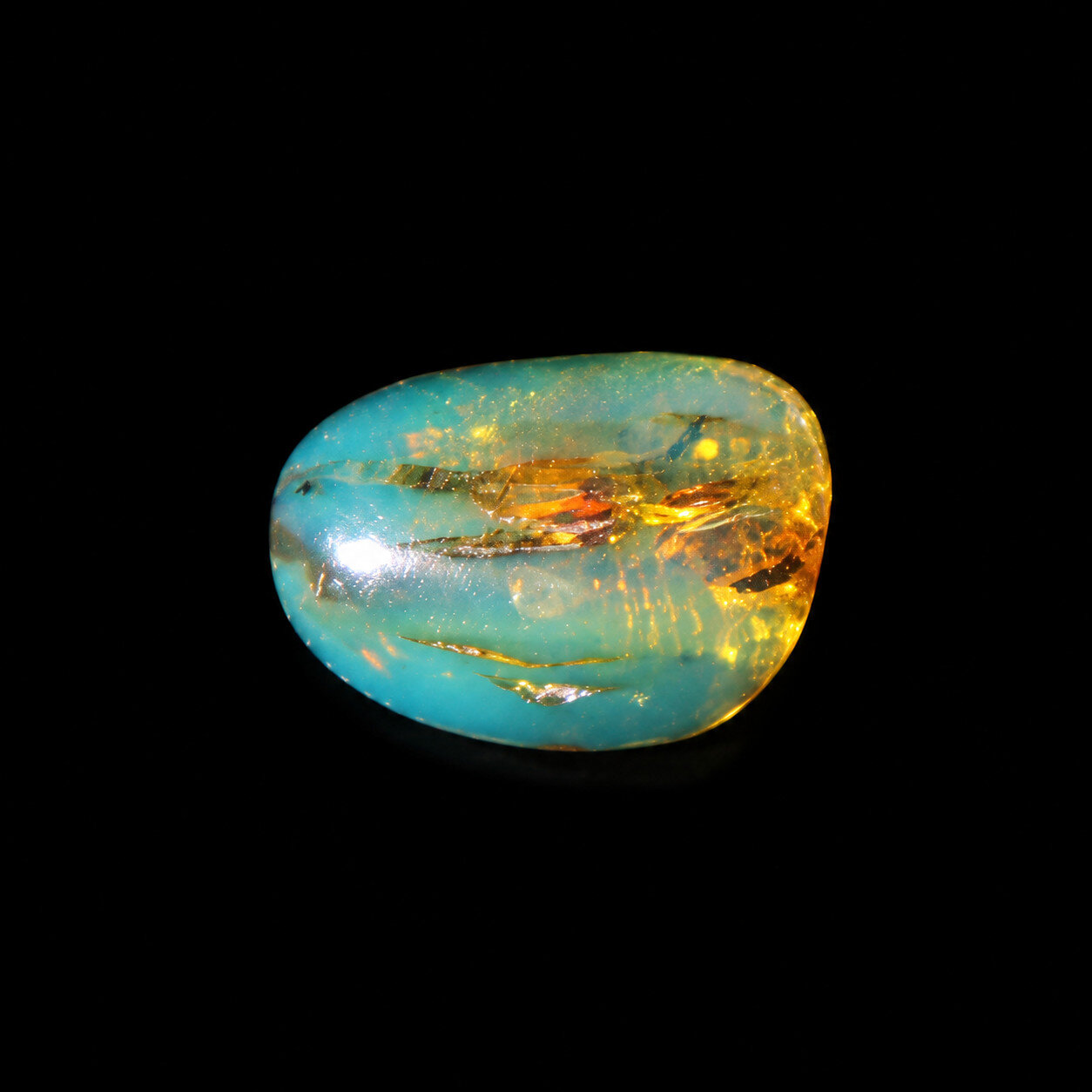 Lovely Natural Clear Sky Blue Amber Cabochon polished stone 24mm
