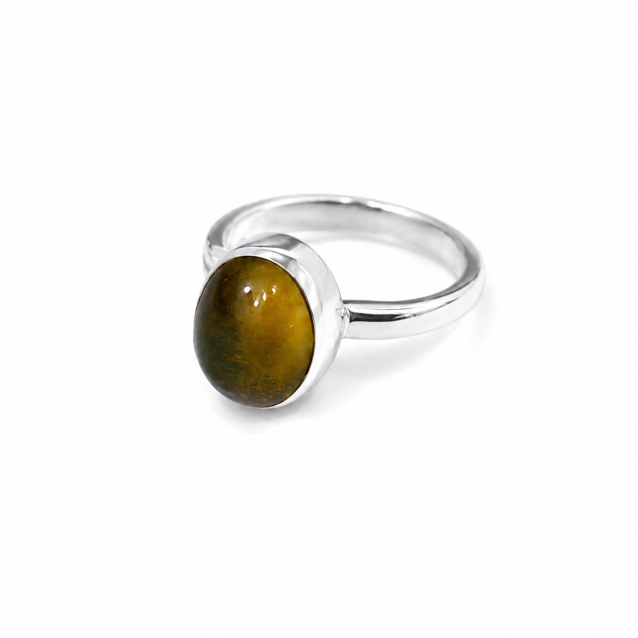 Fine Rare Yellow Amber 925 Sterling Silver Oval Ring US#6 free resize