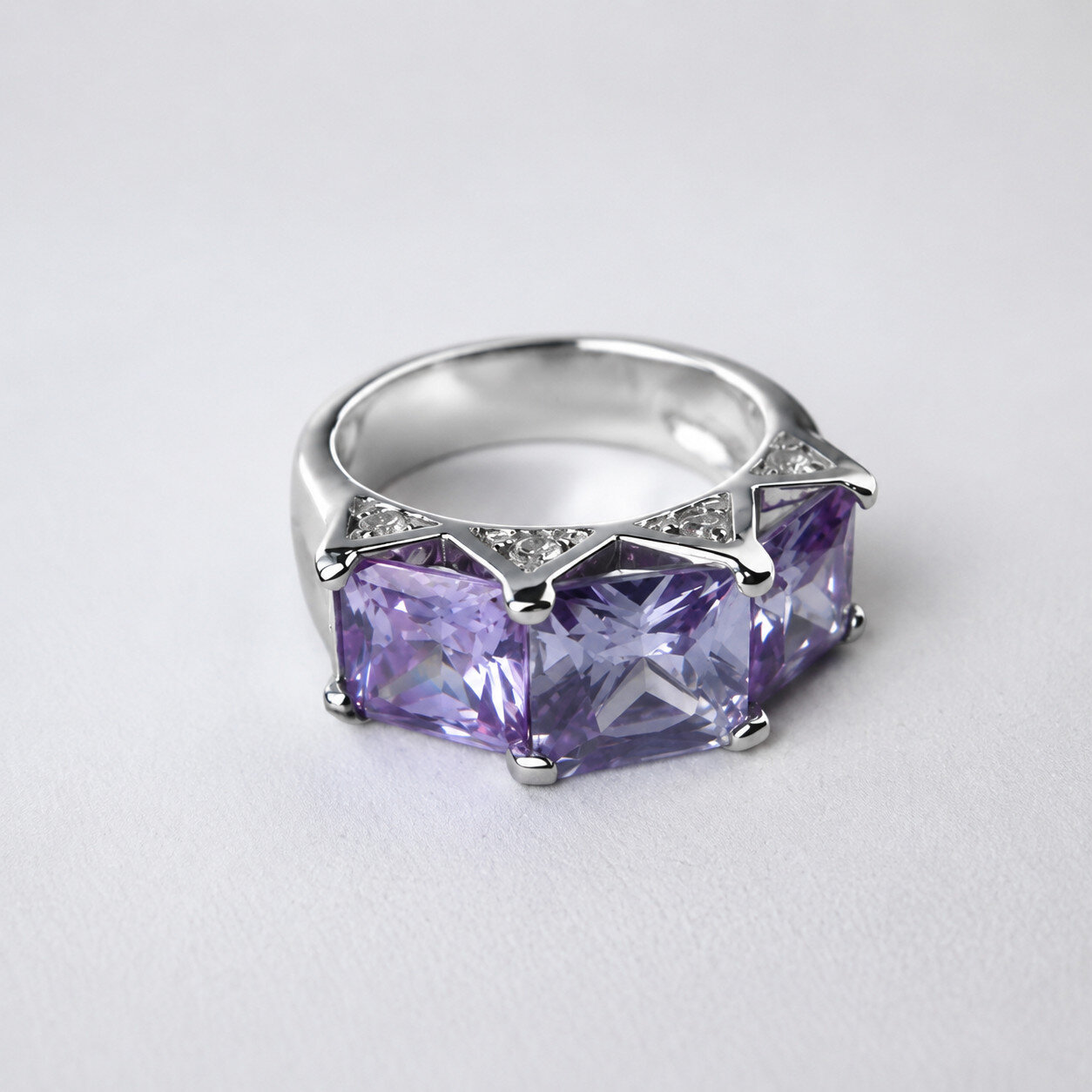 Artisan Polished Purple Amethyst 925 Sterling Silver Rectangular Ring US#6 – photo 3