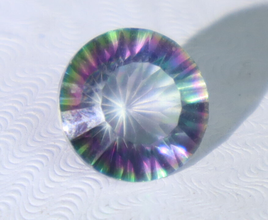Impressive Faceted Clear Mystic Rainbow Topaz Round Stone 12mm 6CT – photo 4