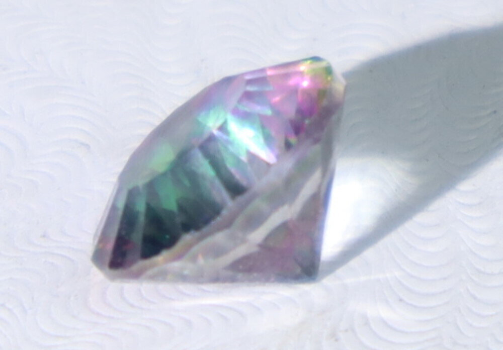 Impressive Faceted Clear Mystic Rainbow Topaz Round Stone 12mm 6CT – photo 5