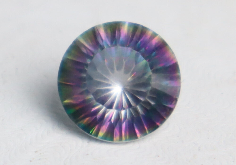 Impressive Faceted Clear Mystic Rainbow Topaz Round Stone 12mm 6CT – photo 10