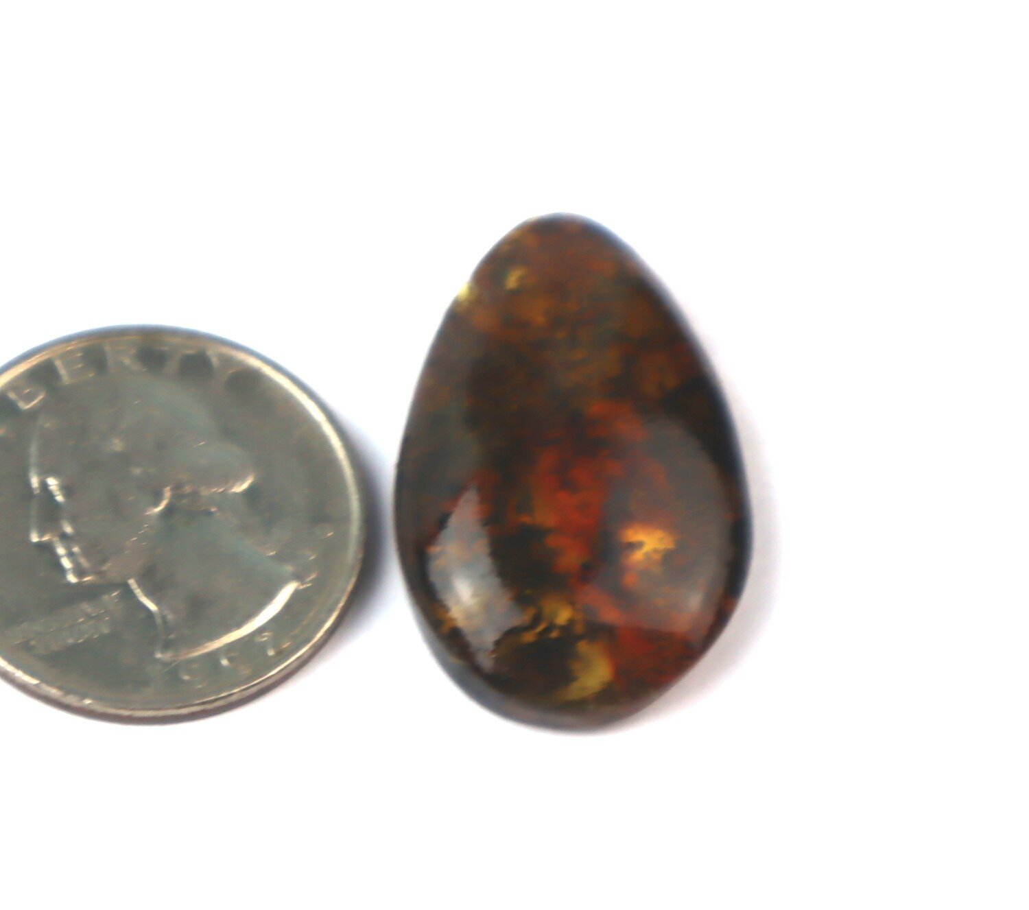 Beautiful Natural Dominican Translucent Green Blue Amber Polished Stone 31mm – photo 4