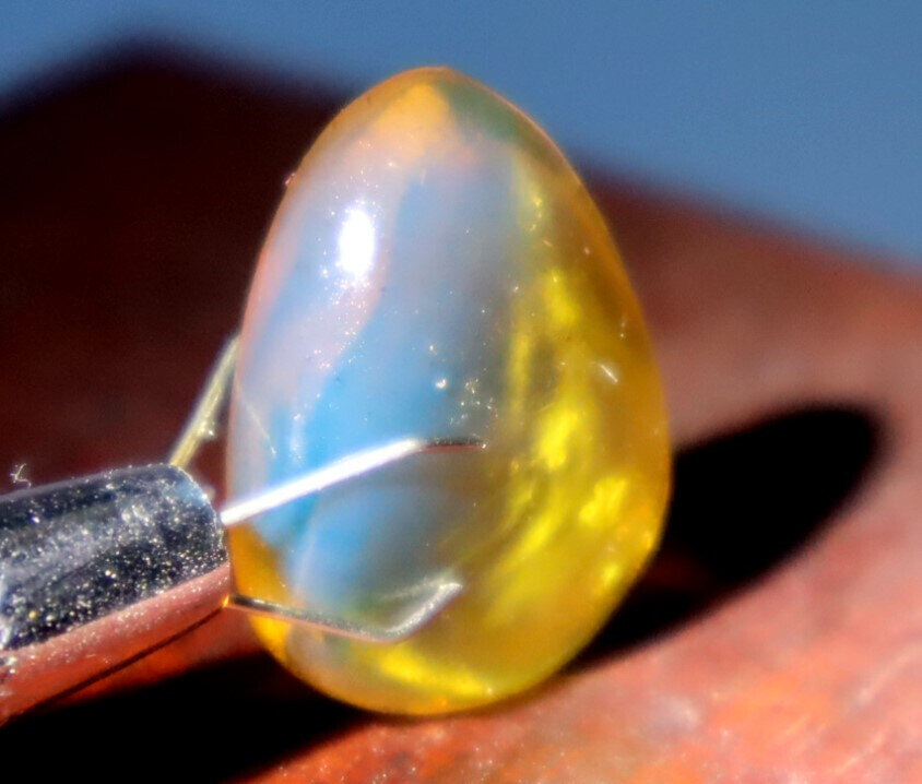Exquisite Natural Dominican Clear Sky Blue Amber Polished Stone 22mm – photo 7