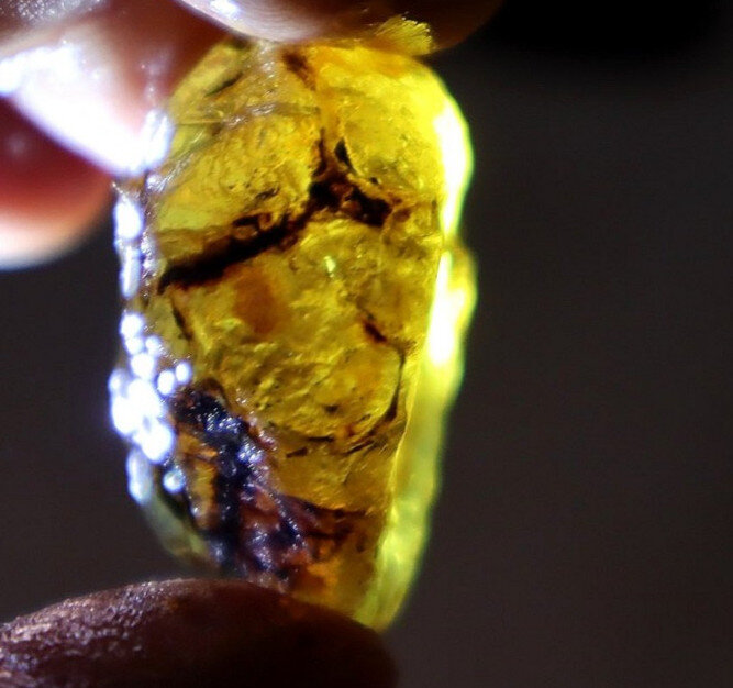 Natural Dominican Blue Amber Rough Specimen 32mm 7.7g Green Orange – photo 9
