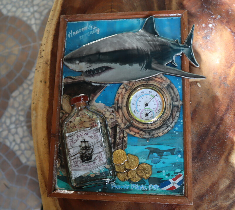 Wood artwork wall decoration Thermometer Hydrometer Shark Oceanic Treasure 12" – photo 6
