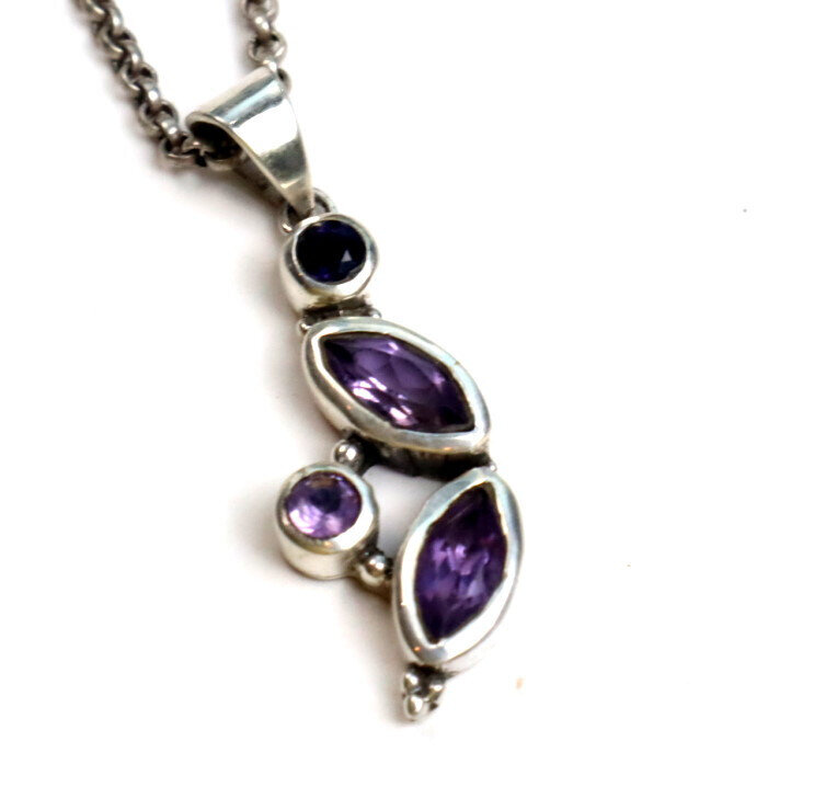 Natural Amethyst Pendant 925 Sterling Silver 42mm Clear Deep Purple – photo 9