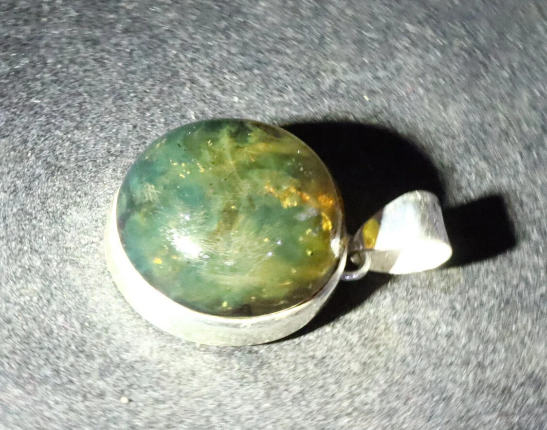 Exquisite Natural Clear Ocean Green Amber .925 Sterling Silver Pendant 35mm – photo 5